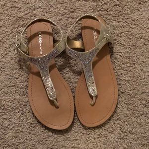 BCBGeneration silver tstrap sandals